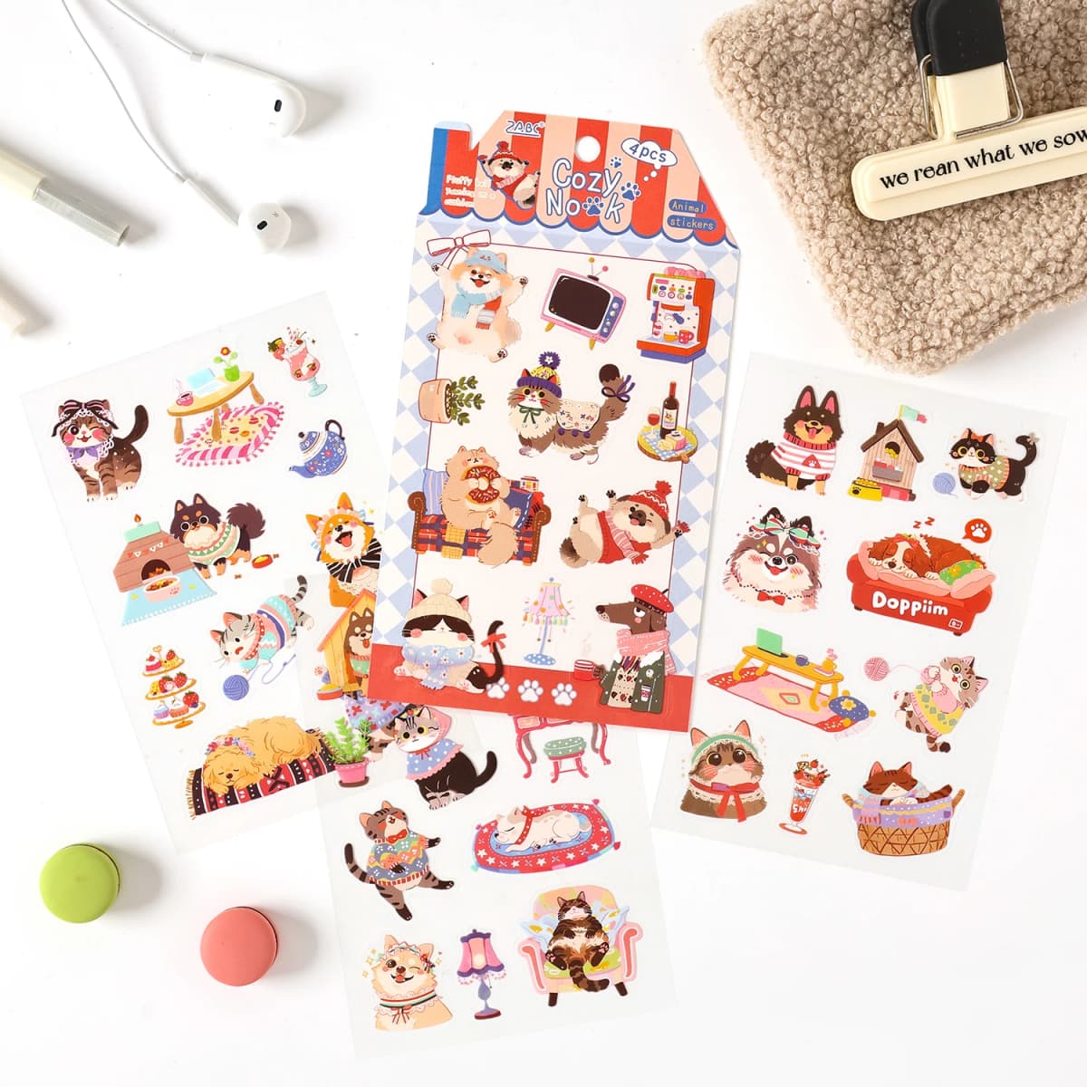 4/24pcs Kawaii Cartoon Animal Cute Things PET Stickers Scrapbooking DIY Diary Phone Case Aesthetic Stationery Stickers