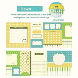 Etori Life Colorful Diary Series Colorful Journal Tape Fresh Retro Animal Plaid Collage Decorative Stickers for Laptops, Phone Stickers, Luggage, DIY Diaries, Student Gift Bags, Gift Box Packaging, Card Making, Baking Sealing, Children's Stationery Stickers, Gifts for Friends, School Supplies