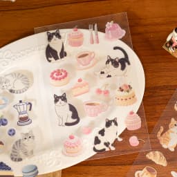 2sheets Meow Enjoys Sweet Time Series Kawaii Cartoon PET Stickers DIY Diary Scrapbook Aesthetics Stationery Stickers