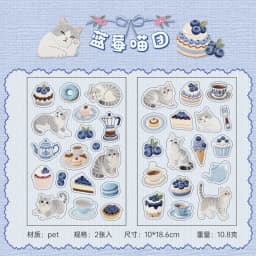 2sheets Meow Enjoys Sweet Time Series Kawaii Cartoon PET Stickers DIY Diary Scrapbook Aesthetics Stationery Stickers