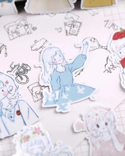 20pcs Cute Cartoon Girl's Set Stickers Diy Scrapbooking Fashion Laptop Snowboard Decor Car Styling Decal Fridge Doodle Kid Toy