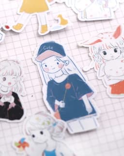 20pcs Cute Cartoon Girl's Set Stickers Diy Scrapbooking Fashion Laptop Snowboard Decor Car Styling Decal Fridge Doodle Kid Toy