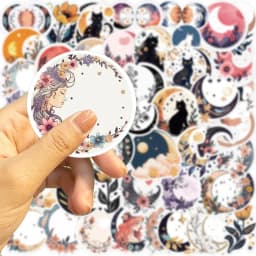 10/30/50PCS Moon Flower Cat PVC Sticker Aesthetic Decoration Scrapbooking Accessories DIY Stationery School Supplies