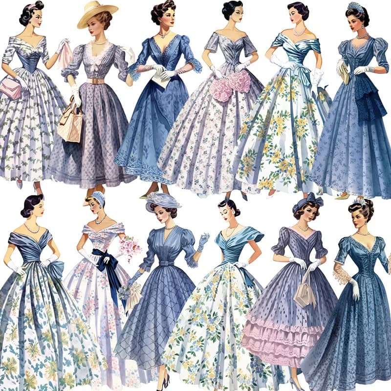 16Pcs/Pack Vintage Retro Fashion Dress Sticker DIY Craft Scrapbooking Album Junk Journal Decorative Sticker