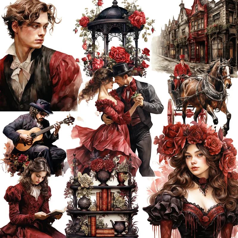 20Pcs/Pack Retro Victorian Era Sticker DIY Craft Scrapbooking Album Junk Journal Decorative Stickers