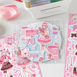 SKYSONIC 6pcs BOBO Series Sticker Cool Girs DIY Frame Decor Materials Korean Agenda Journal Bullet Stationery Suppliers