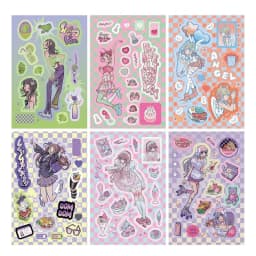 SKYSONIC 6pcs BOBO Series Sticker Cool Girs DIY Frame Decor Materials Korean Agenda Journal Bullet Stationery Suppliers