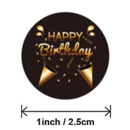 100-500pcs Black Golden Happy Birthday Stickers Birthday Round Sticker for Birthday Gift Bag Card Envelopes Stationery