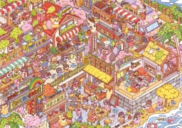 JIAMEI Plus Size Kawaii 3D Cartoon City Town Fun Scenery Stickers DIY Hand Stacked Scrapbook Miniature Scene Stickers Child Gift