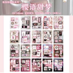 20sheets Kawaii Ins Flash Film Die Cut Stickers Book Creative Handbook DIY Scrapbooking Material Aesthetics Stationery Stickers
