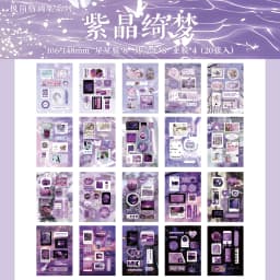 20sheets Kawaii Ins Flash Film Die Cut Stickers Book Creative Handbook DIY Scrapbooking Material Aesthetics Stationery Stickers