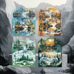 10Pcs landscape Stickers pack materials Supplies account water for Mountain decoration River manual base Scrapbook cut 125*106mm