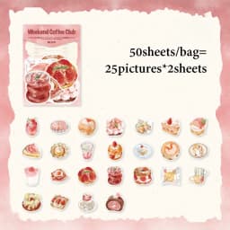 Mr.Paper 50Pcs/Bag Sweet Collection Series Washi Stickers Watercolor Food & Coffee for Journal Scrapbook & Planner