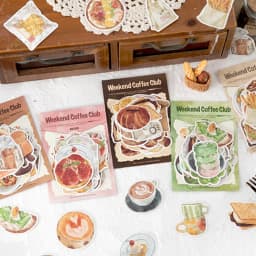 Mr.Paper 50Pcs/Bag Sweet Collection Series Washi Stickers Watercolor Food & Coffee for Journal Scrapbook & Planner