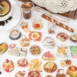 Mr.Paper 50Pcs/Bag Sweet Collection Series Washi Stickers Watercolor Food & Coffee for Journal Scrapbook & Planner
