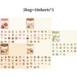 Mr.Paper 50Pcs/Bag Sweet Collection Series Washi Stickers Watercolor Food & Coffee for Journal Scrapbook & Planner