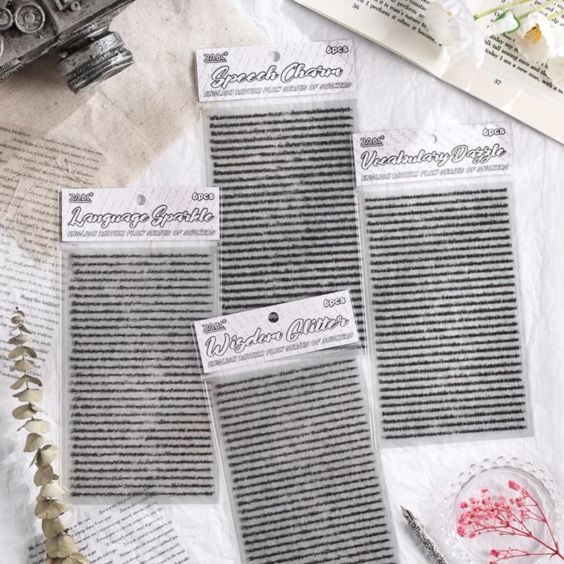 Vintage English Words Material Waterproof PET Sticker Creative DIY Scrapbook Collage Junk Journal Background Decoration Sticker