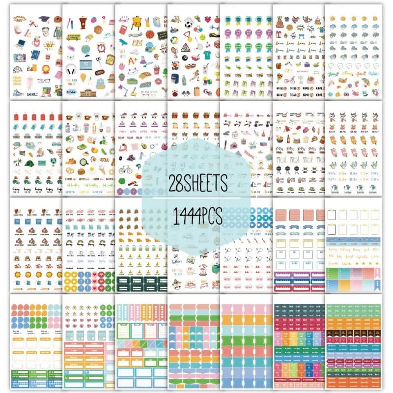 Daily Planner Sticker Contains 1444 Stickers, a Variety of Types, 28 Stickers Per Week Per Month, Daily Planning, Diary, Handboo