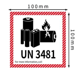 100x100mm Lithium Battery Label UN3481 UN3480 UN3091 UN3090 Transport Warning Label for Products Containing Batteries