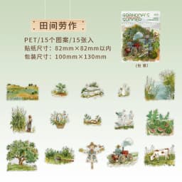 15pcs/1lot kawaii Stationery Sticker Summer at Grandma's junk journal Decorative Scrapbooking DIY Craft Sticker