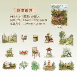 15pcs/1lot kawaii Stationery Sticker Summer at Grandma's junk journal Decorative Scrapbooking DIY Craft Sticker