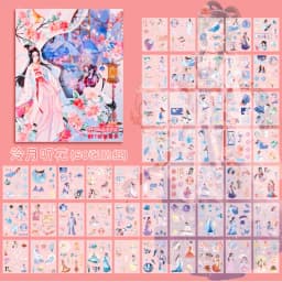 50sheets Stationery Stickers Kawaii cute girl Scrapbook Stickers Junk Journal Decorative Stickers Sticker for Scrapbookingֽֽ