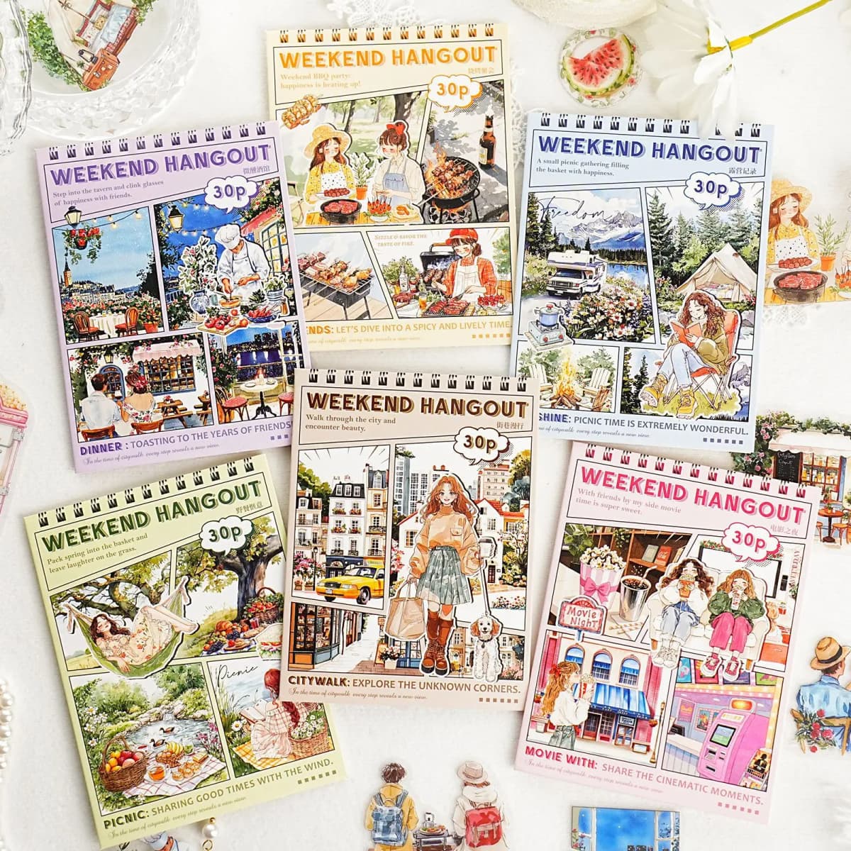 30pcs/1lot kawaii Stationery Sticker Let's get together for a while junk journal Decorative Scrapbooking DIY Craft Sticker
