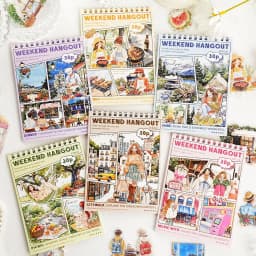 30pcs/1lot kawaii Stationery Sticker Let's get together for a while junk journal Decorative Scrapbooking DIY Craft Sticker