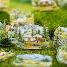Etori Life Mountain and River in Art Series Retro Four Seasons Scenery Pet Stickers for Decoration, Handmade Scrapbooking, Albums, Suitcases, Travel Stickers, Room Decoration, Gift Paper Bags, Student Stationery, Children's Stickers