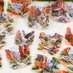 Etori Life Mountain and River in Art Series Retro Four Seasons Scenery Pet Stickers for Decoration, Handmade Scrapbooking, Albums, Suitcases, Travel Stickers, Room Decoration, Gift Paper Bags, Student Stationery, Children's Stickers