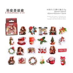 45PCS Merry Santa Claus Christmas Themed Decorative Stickers for DIY Scrapbooking Diary Album Stationery Box Set