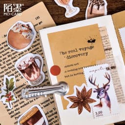 46pcs Street Corner Coffee House Themed Decorative Stationery Stickers for Scrapbooking DIY Diary Album Labels