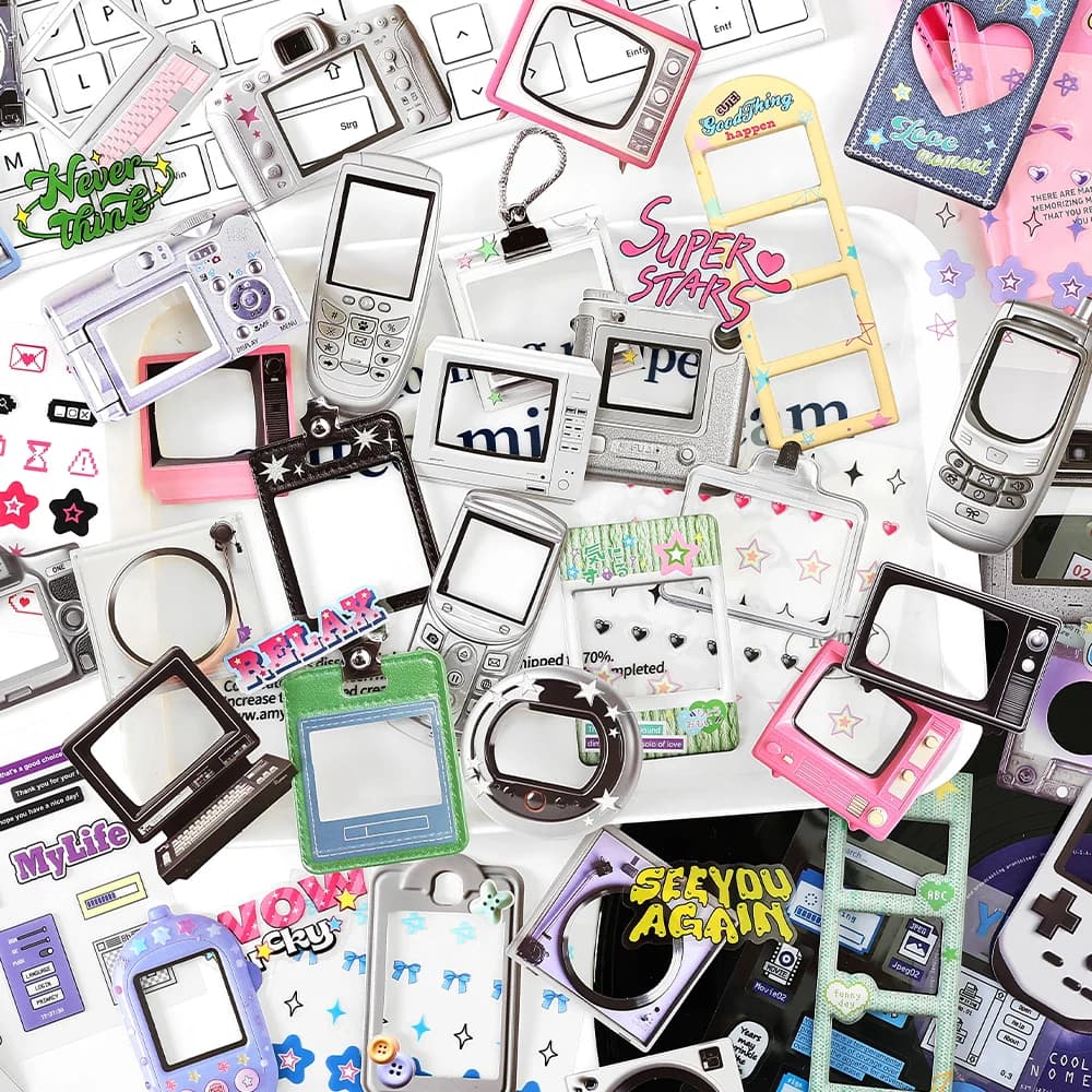 15pcs Kawaii Ins Electronic Memory Stickers Material Pack DIY Diary Phone Case Handmade Scrapbook Aesthetic Stationery Stickers