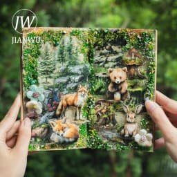 JIANWU Forest Home Series Vintage Plant Animal Material Collage PET Sticker Creative DIY Journal Scrapbooking Stationery