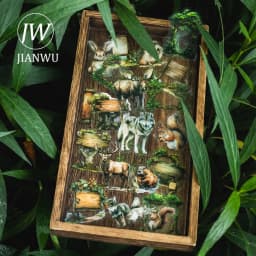 JIANWU Forest Home Series Vintage Plant Animal Material Collage PET Sticker Creative DIY Journal Scrapbooking Stationery