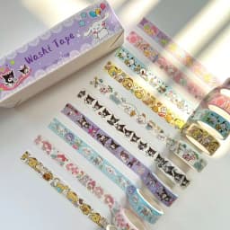 Sanrio Kuromi Character and Paper Tape Set - Cute Decorative Stickers, Suitable for Stationery and DIY Crafting.