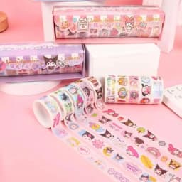 Sanrio Kuromi Character and Paper Tape Set - Cute Decorative Stickers, Suitable for Stationery and DIY Crafting.