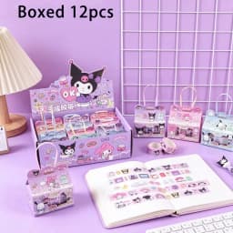 Sanrio Kuromi Character and Paper Tape Set - Cute Decorative Stickers, Suitable for Stationery and DIY Crafting.