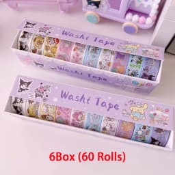 Sanrio Kuromi Character and Paper Tape Set - Cute Decorative Stickers, Suitable for Stationery and DIY Crafting.