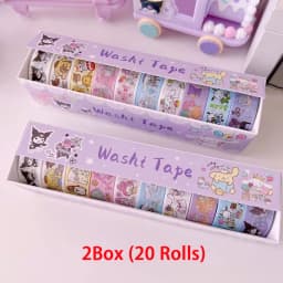 Sanrio Kuromi Character and Paper Tape Set - Cute Decorative Stickers, Suitable for Stationery and DIY Crafting.