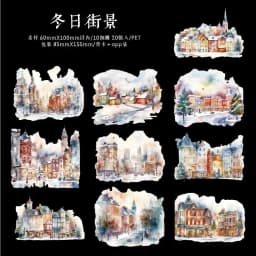 20pcs/bag PET Christmas Town Sticker Romantic Winter Snowpines Snowman Diary Scrapbook DIY Decorative Stickers