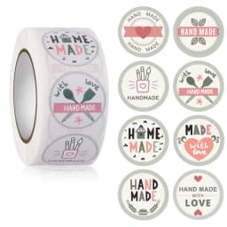 100-500pcs Kraft Paper Handmade with Love Stickers Thank You Sticker for Baking Packaging Envelope Seals Small Business Stickers