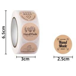 100-500pcs Kraft Paper Handmade with Love Stickers Thank You Sticker for Baking Packaging Envelope Seals Small Business Stickers