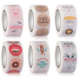100-500pcs Kraft Paper Handmade with Love Stickers Thank You Sticker for Baking Packaging Envelope Seals Small Business Stickers