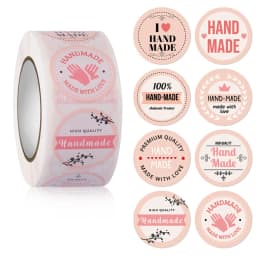 100-500pcs Kraft Paper Handmade with Love Stickers Thank You Sticker for Baking Packaging Envelope Seals Small Business Stickers