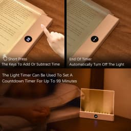 LED Book Light and Night Light 2 in 1, 3 Color Temperatures & Stepless Dimming, USB Rechargeable Reading Light with Timer for Ni