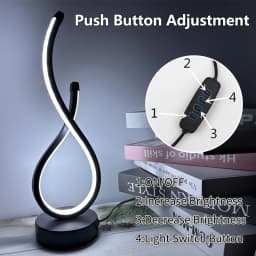 LED Night Table Lamp Modern Spiral Dimmable Bedside Bedroom Lamps Nightstand Desk Lamp Night Light for Living Room Home Office