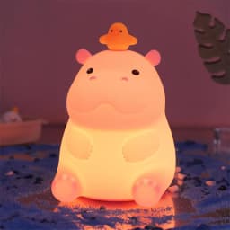 Hippo Night Light, Cute Hippopotamus Lamp for Kids, Soft Silicone Nursery Nightlight LED Touch Lamps, Kids Bedroom Decor