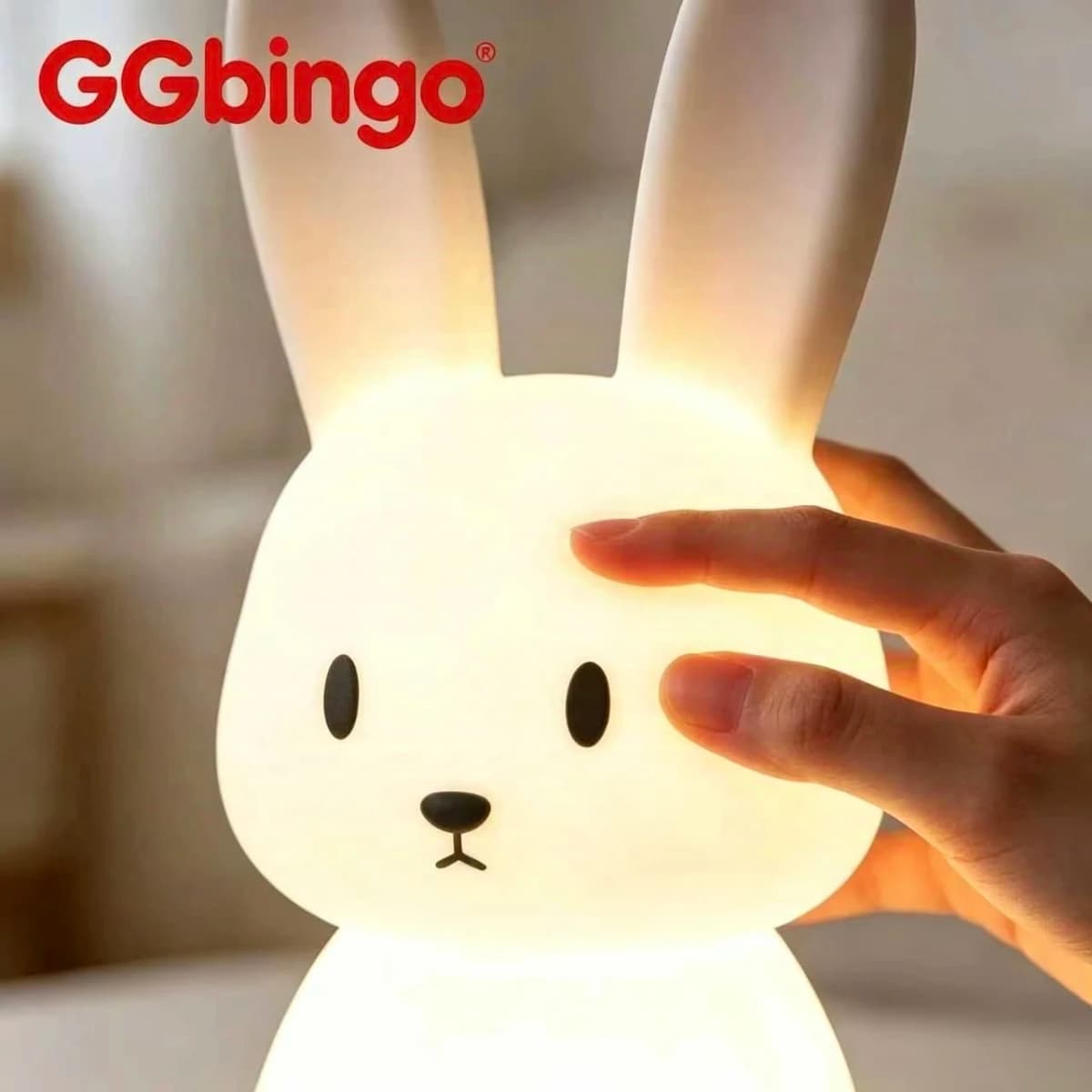 GGbingo Silicone Rabbit LED Night Light with Touch Sensor Cute Animal Table Lamp for Bedroom Decor Gift for Kids Baby Child Home