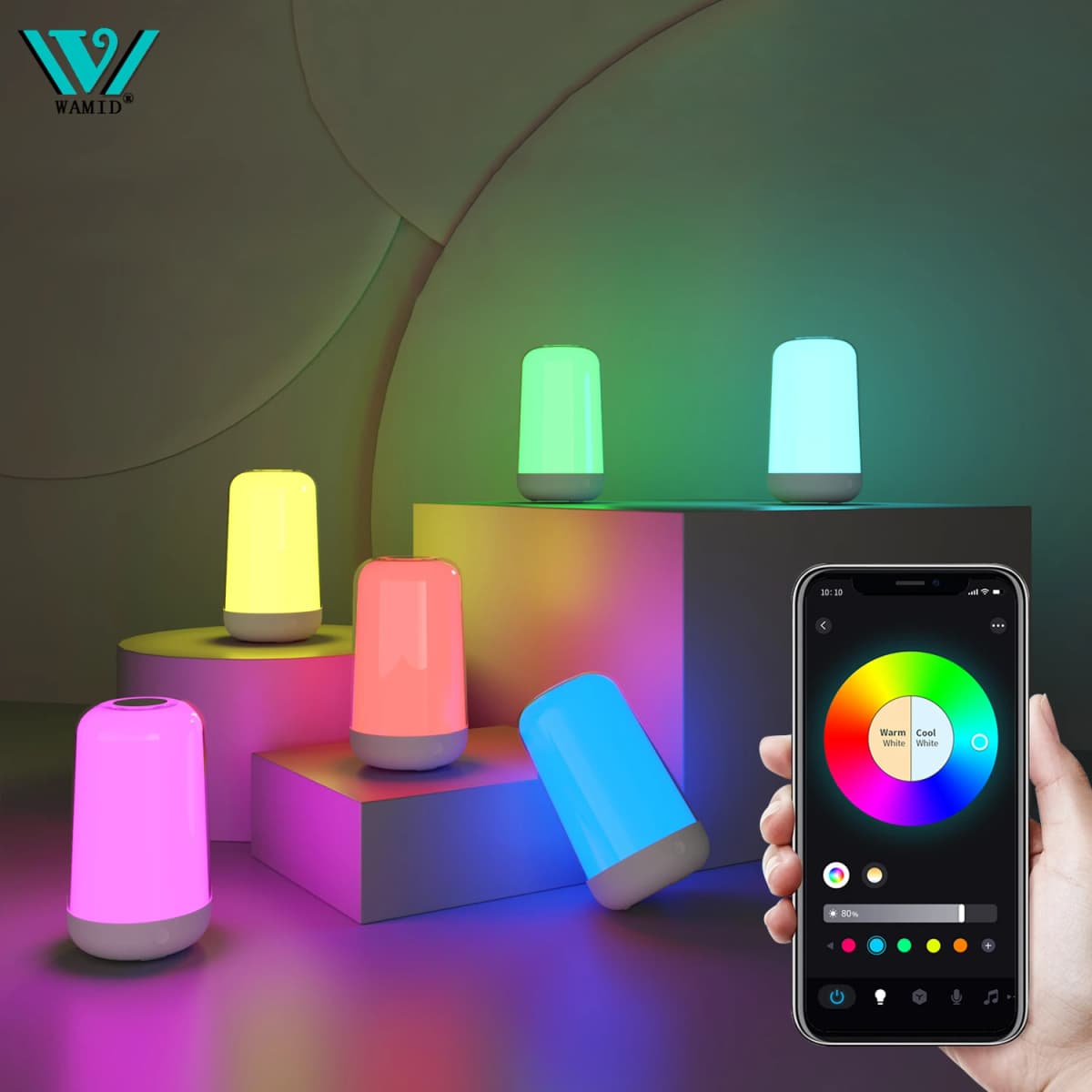 Smart Touch LED Night Light RGB CCT Dimmable Desk Light 3600mAh Battery Rechargeable Bedside Table Lamp for Bedroom Decoration